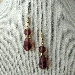 Mauve Purple Tear Drop French Wire Earrings